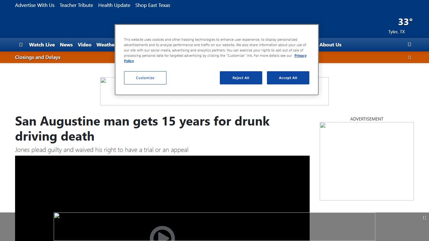 San Augustine man gets 15 years for drunk driving death