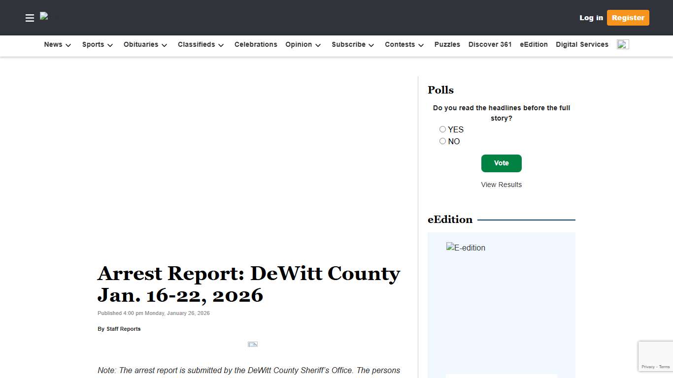 Arrest Report: DeWitt County Jan. 16-22, 2026 The Victoria Advocate